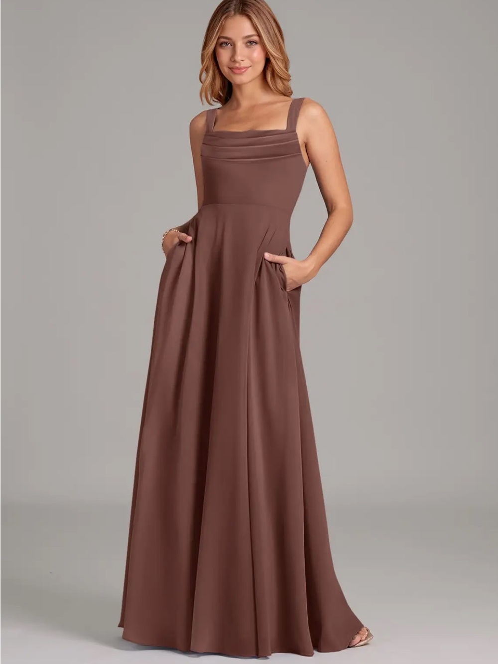 Azazie Shaude A-line Pleated Chiffon Dress